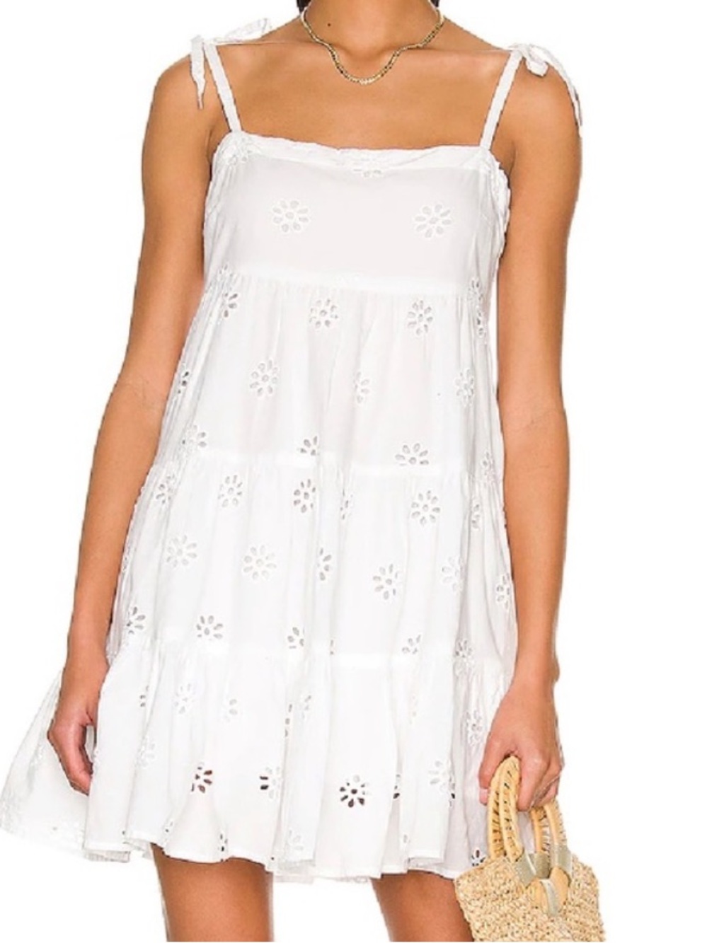 Seafolly Costa Bella Embroidery Tier Dress in White